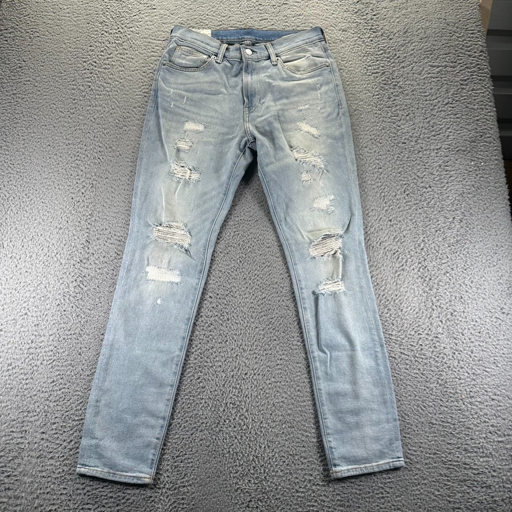 H&M & Denim Jeans Mens 30x32 Blue Cotton Denim Skinny Workwear Faded Distressed